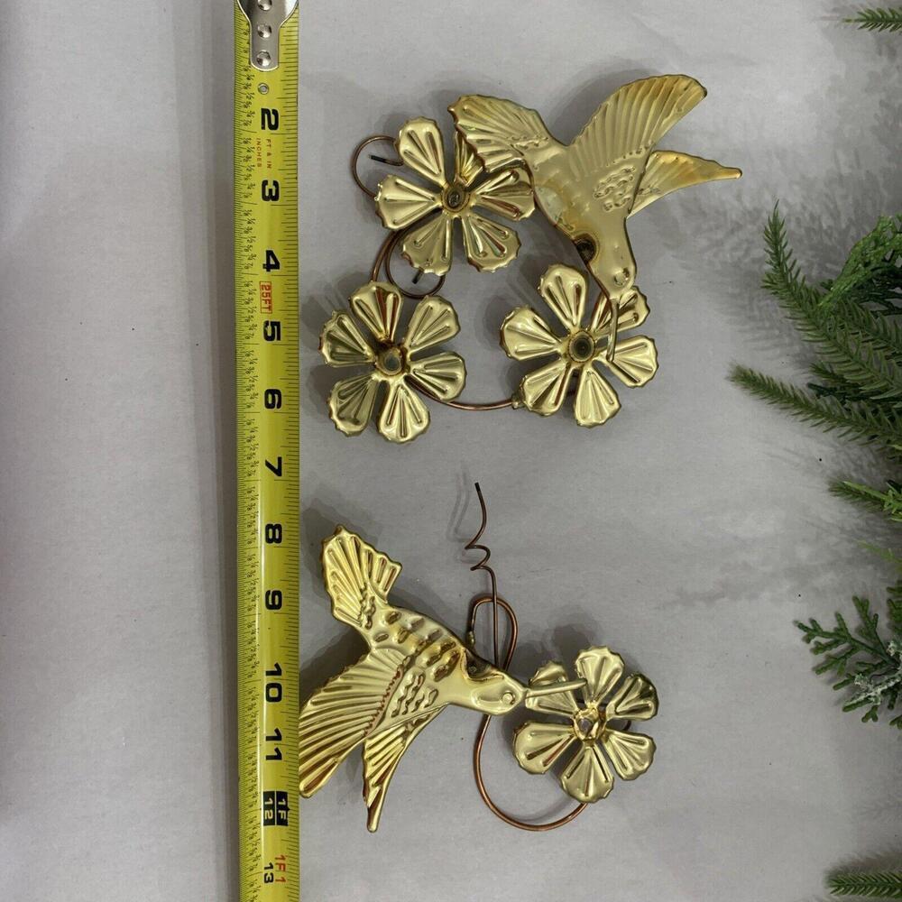 Vtg Home Interiors Flower Hummingbirds Brass Wall Hanging Homco Home Dec… - Picture 8 of 8